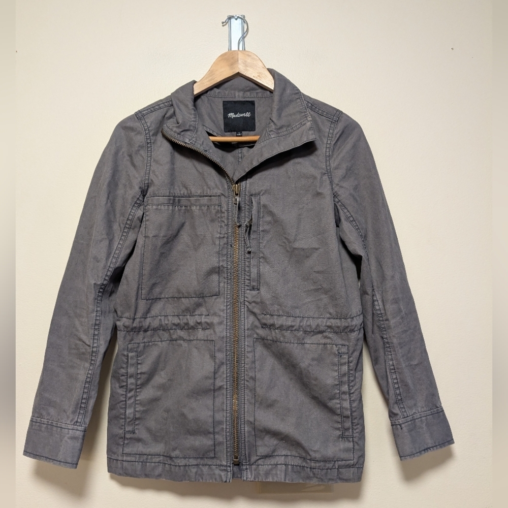 Madewell Utility Jacket – Women’s Small, Gray Cotton Zip Front Military Style